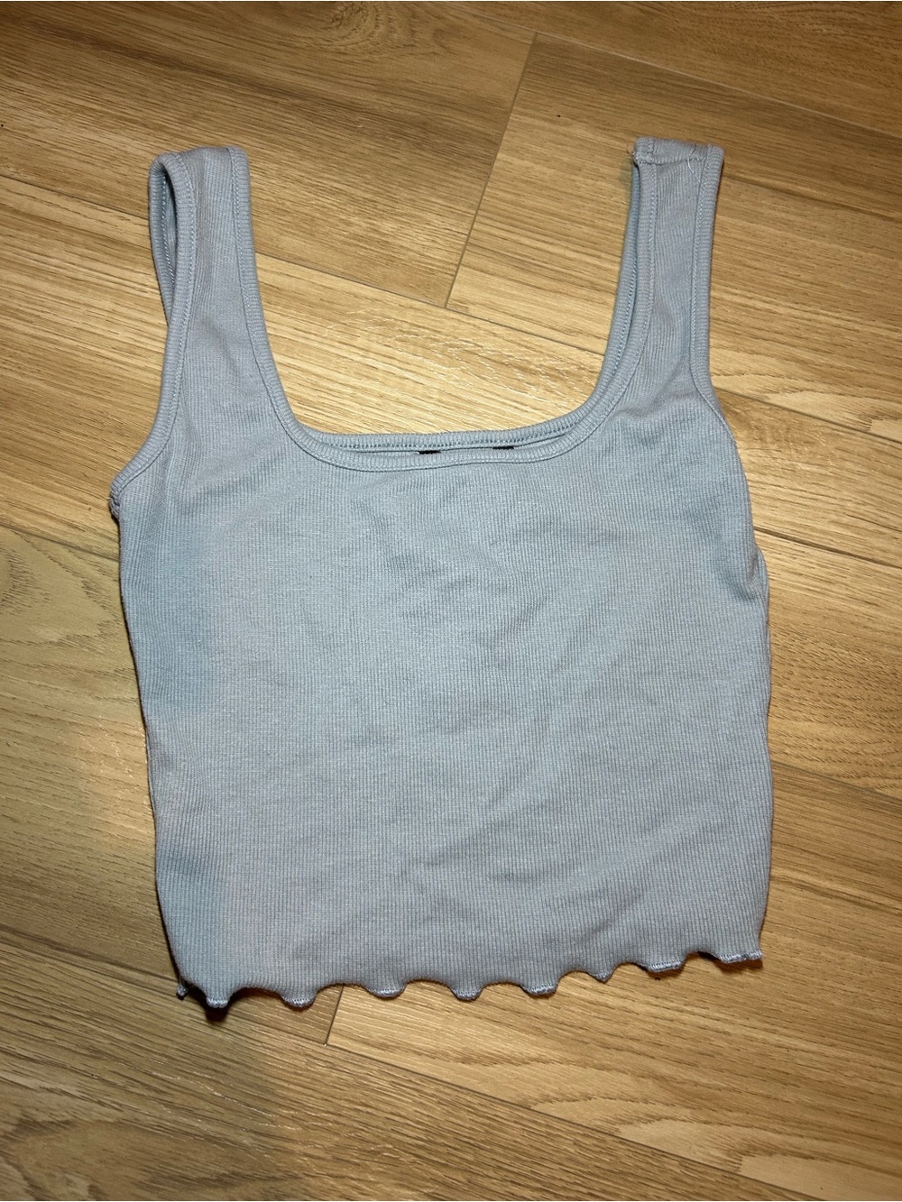SHEIN Light Blue Ribbed Square-Neck Crop Tank